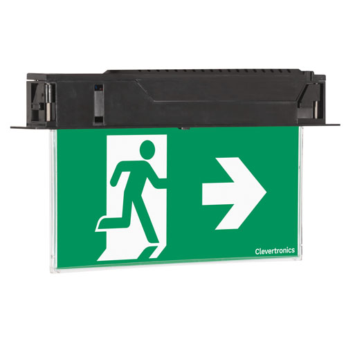 Ultrablade Pro Exit, Recessed Ceiling Mount, LP, Clevertest Plus, All Pictograms, Single or Double Sided, Black